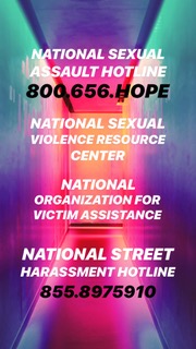 Social media story with the national assault hotline and other resrouces.