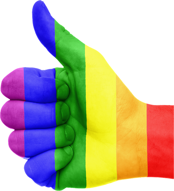 Rainbow thumbs up.